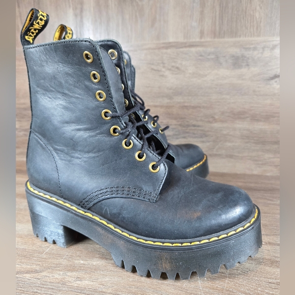 Dr. Martens Shriver Hi Gum Lug Platform Wyoming Black Leather Lace Up Sz 6 / 37 - Picture 8 of 14